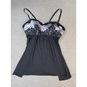 Cacique Babydoll Lingerie Top Gray Black Size 18 / 20